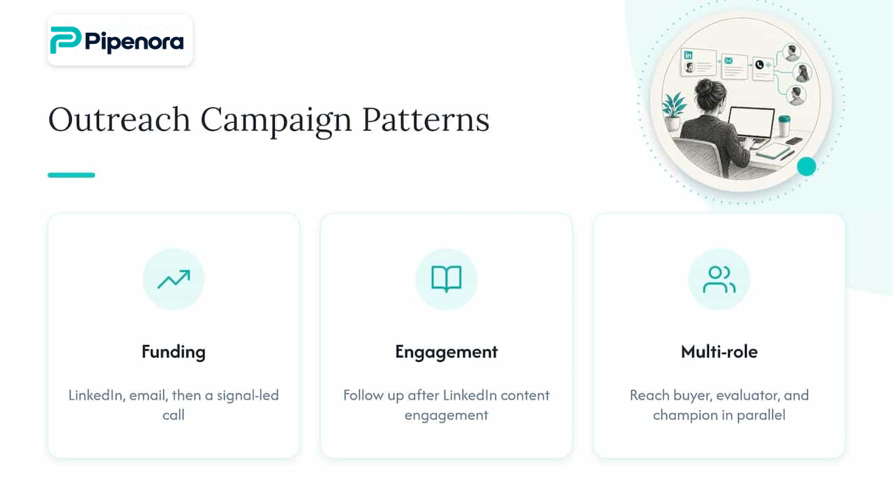 Three B2B outreach campaign patterns compared