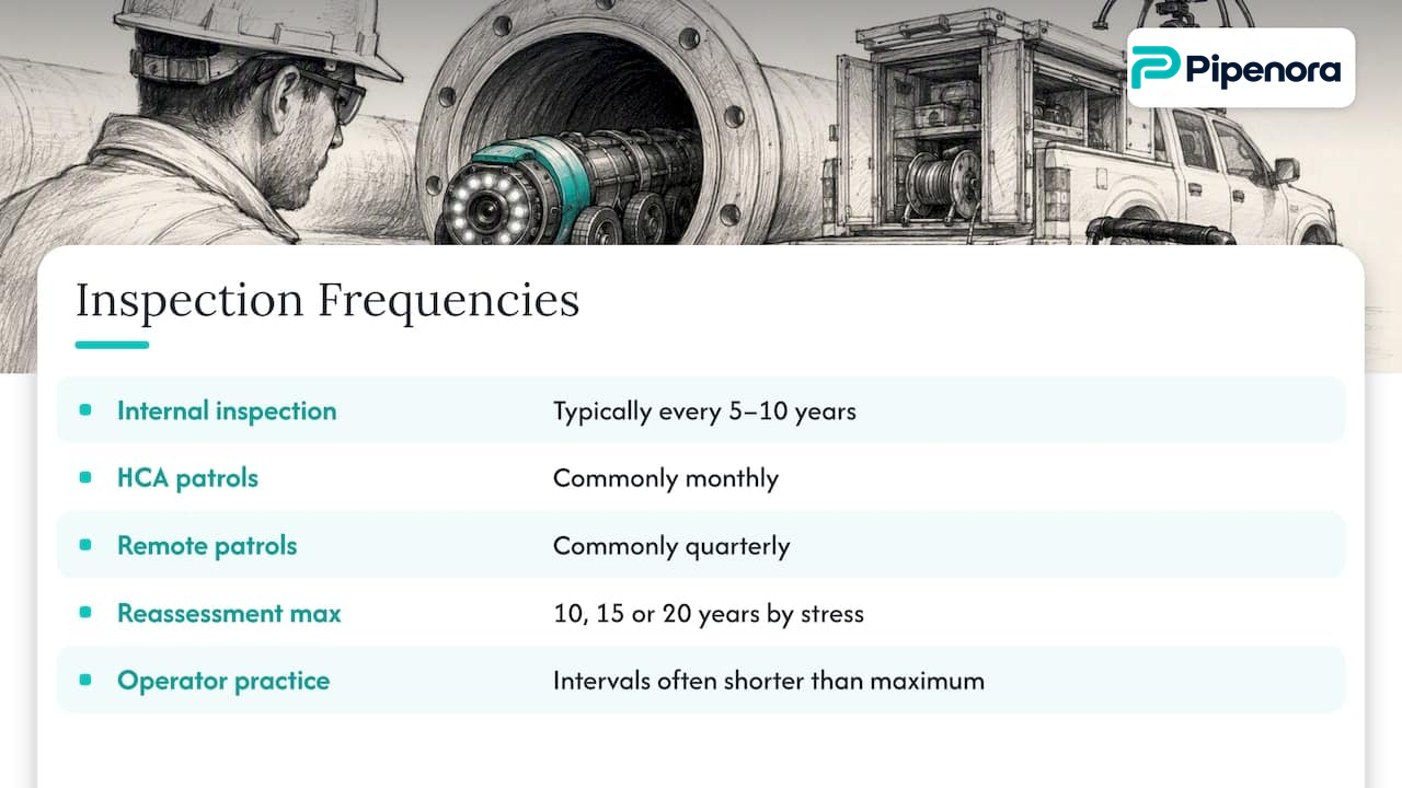 How often pipelines are inspected — overview diagram
